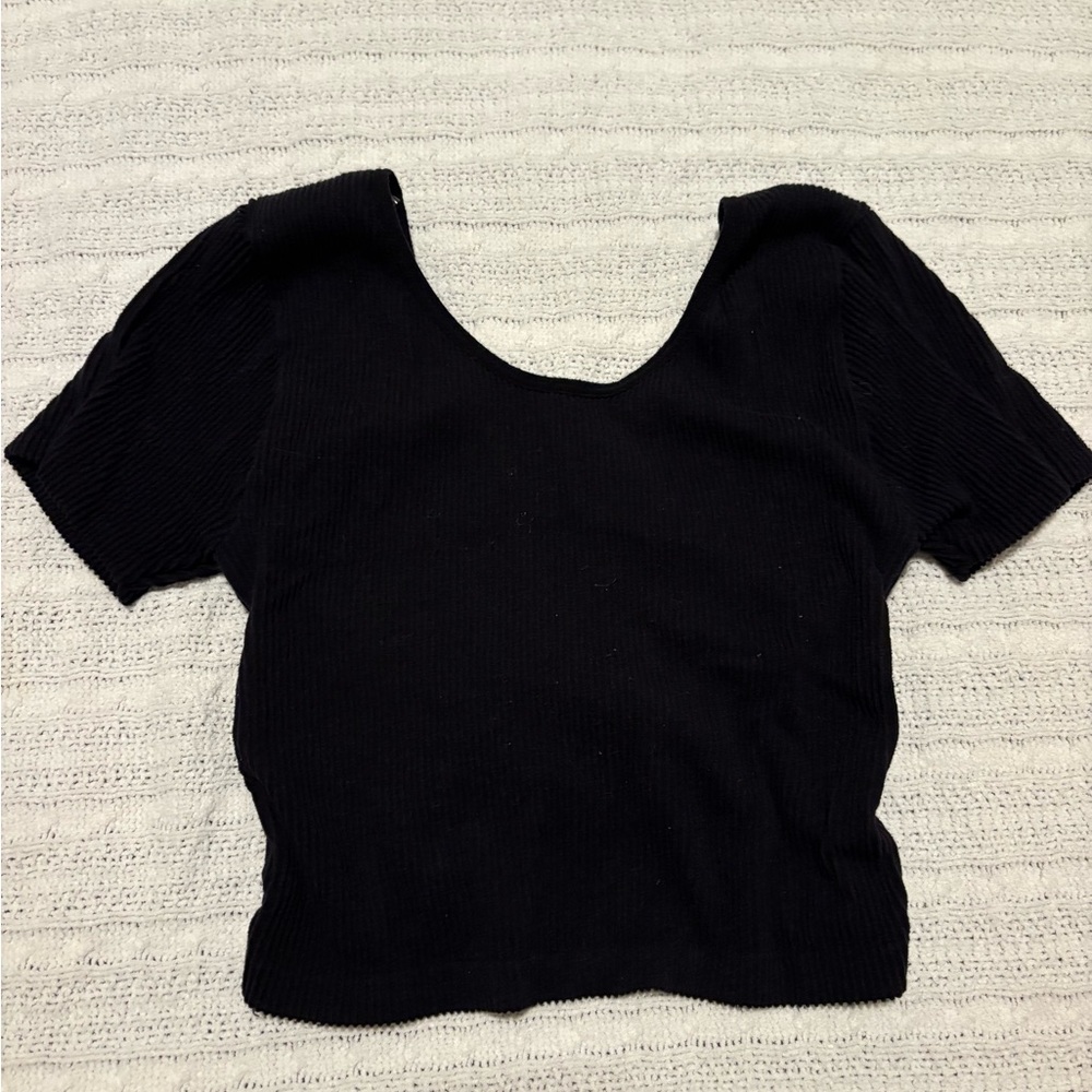 Sugar Rain Black Ribbed Top